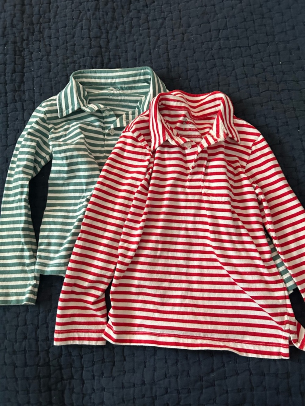 Set of two (2) Primary striped polos red and green
